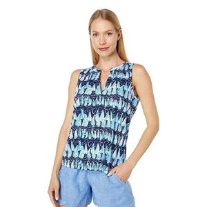 Lilly Pulitzer Dev Knit Top Low Tide Navy Sails Stripes Sleeveless Size Medium
